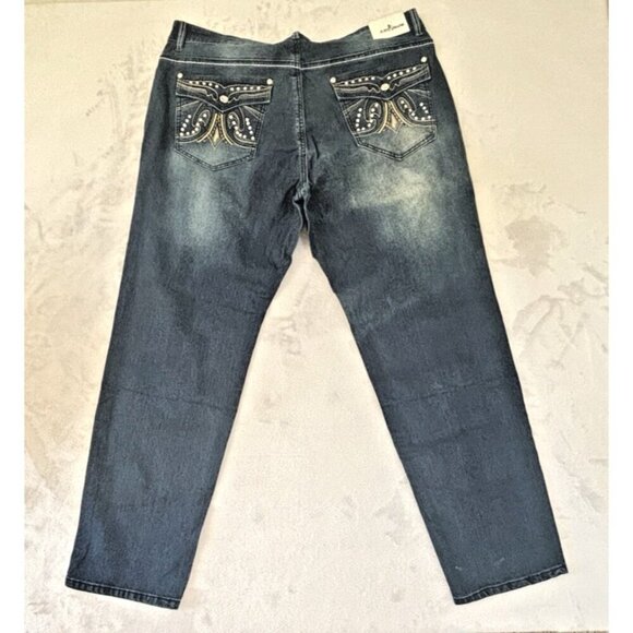 Just Fab Jeans High-Rise Dark Wash Denim Embellish Pockets Women's Size 20 NWT - Picture 2 of 9